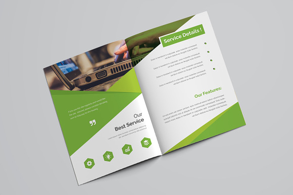 Green Bifold Brochure in Brochure Templates - product preview 6