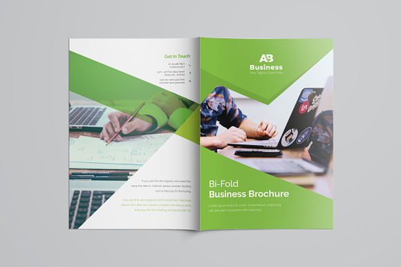 Green Bifold Brochure in Brochure Templates - product preview 7