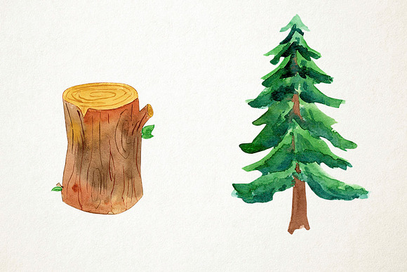 Watercolor Camping Clipart in Illustrations - product preview 3