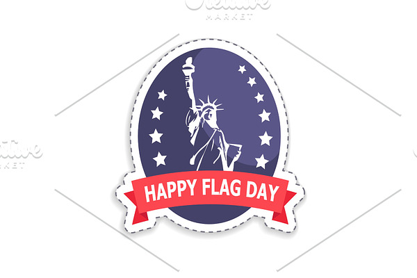 Happy Flag Day Sticker Title Vector Illustration
