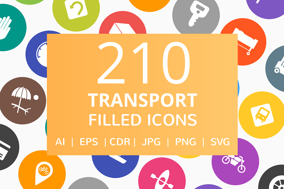 210 Transport Filled Round Icons