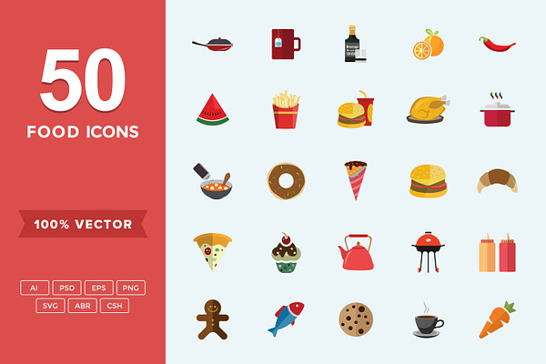 Flat Icons Food Set