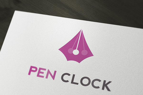 Pen Clock Logo Template