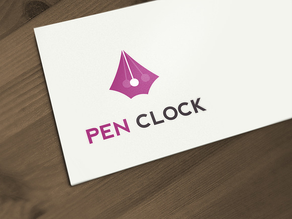 Pen Clock Logo Template in Logo Templates - product preview 3