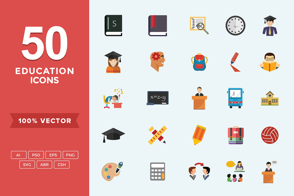 Flat Icons School-Education Set in Graphics - product preview 8