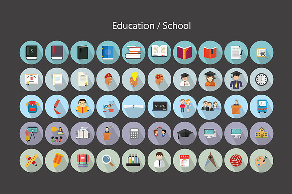 Flat Icons School-Education Set in Graphics - product preview 5