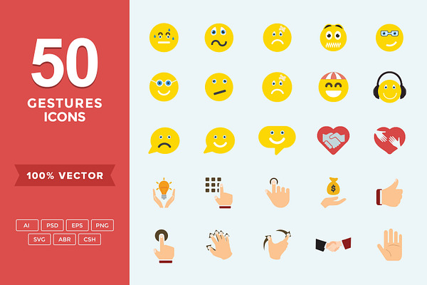 Flat Icons Emojis/Hand Gestures set