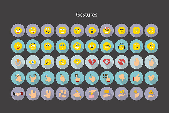 Flat Icons Emojis/Hand Gestures set in Graphics - product preview 6