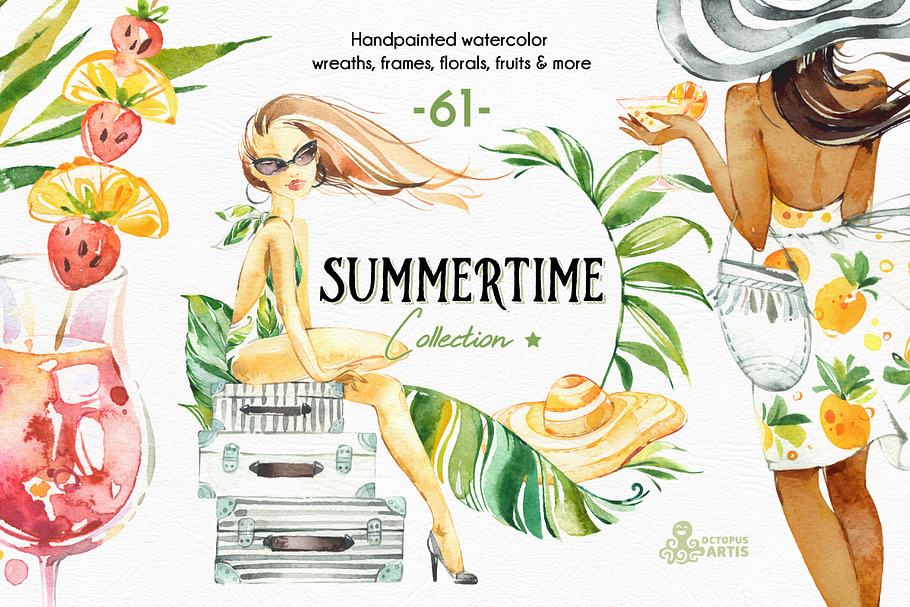 Summertime. Watercolor Collection.