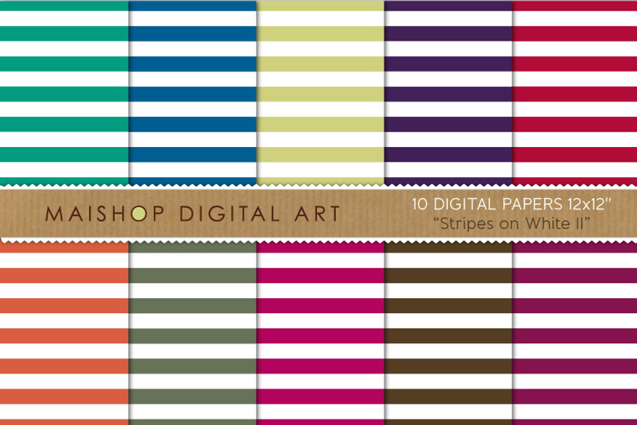 Digital Papers - Stripes on White II