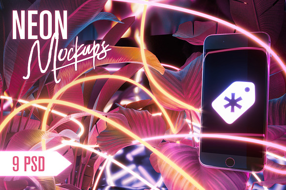 Neon Iphone Mockups Bundle in Mobile & Web Mockups - product preview 10
