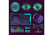 Futuristic interface space motion graphic infographic game and ui ux elements hud design graph wave bar hologram vector illustration.