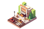 Isometric fruits and vegetables shop