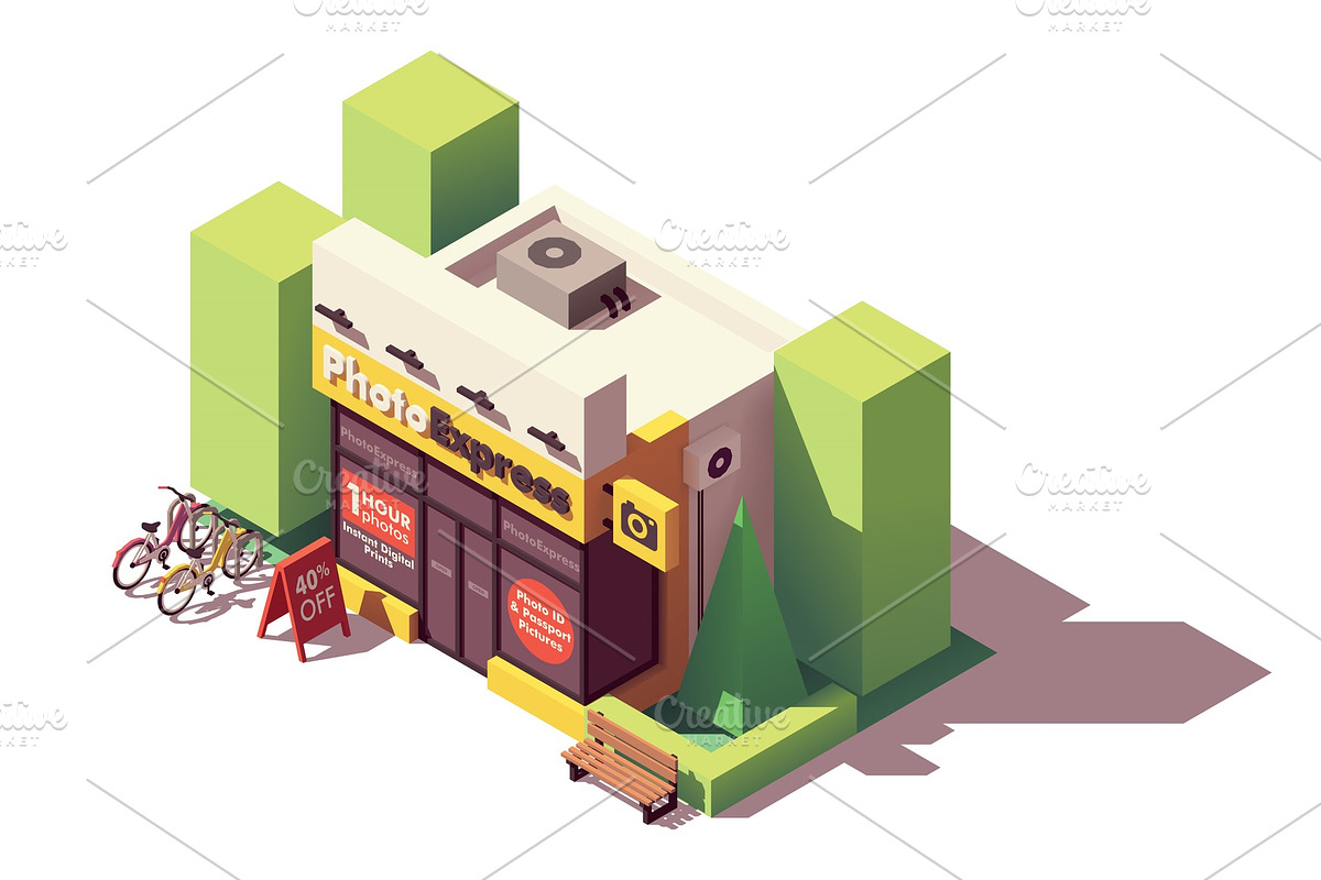 Vector isometric photo printing shop in Illustrations - product preview 8