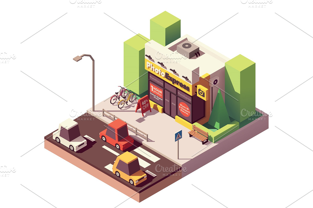 Vector isometric photo printing shop in Illustrations - product preview 8