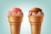 Ice creams in waffle cones