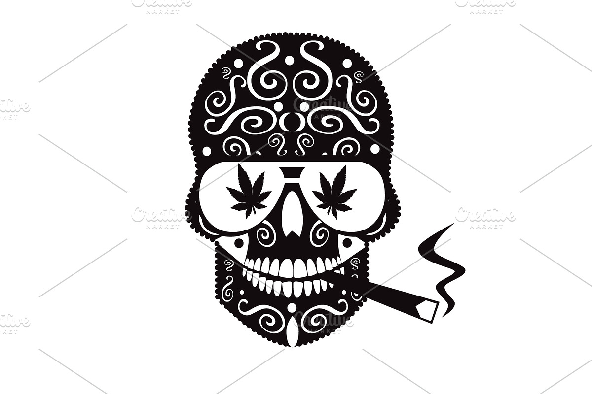 Marijuana skull with sunglasses in Graphics - product preview 8