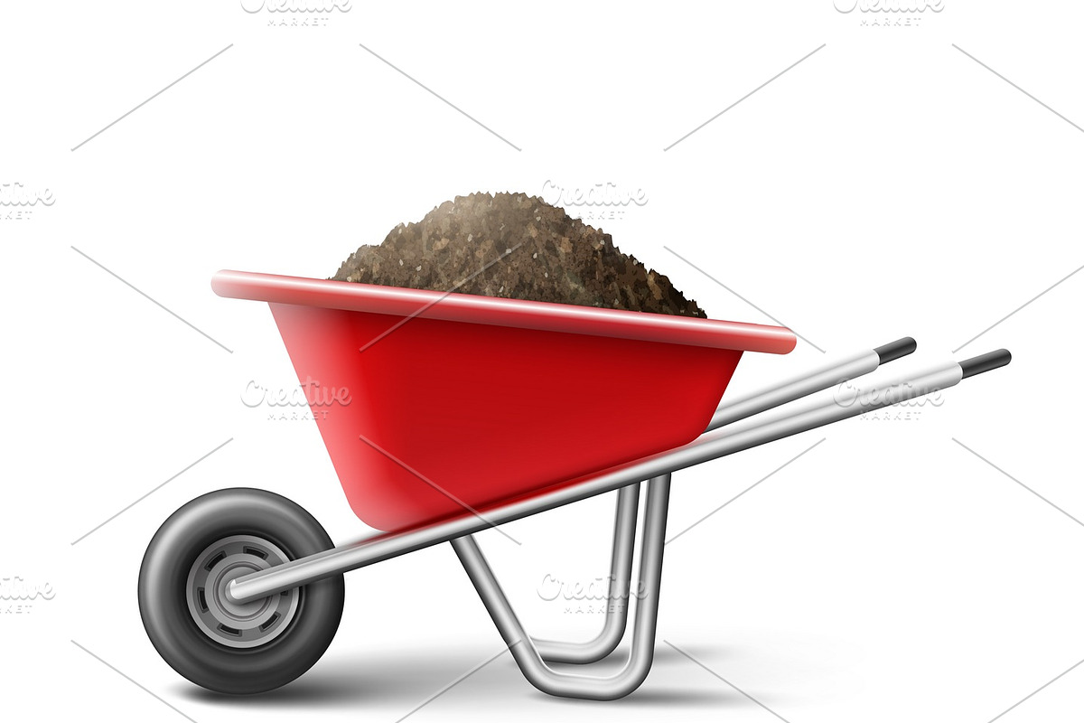 Red wheelbarrow for gardening in Illustrations - product preview 8