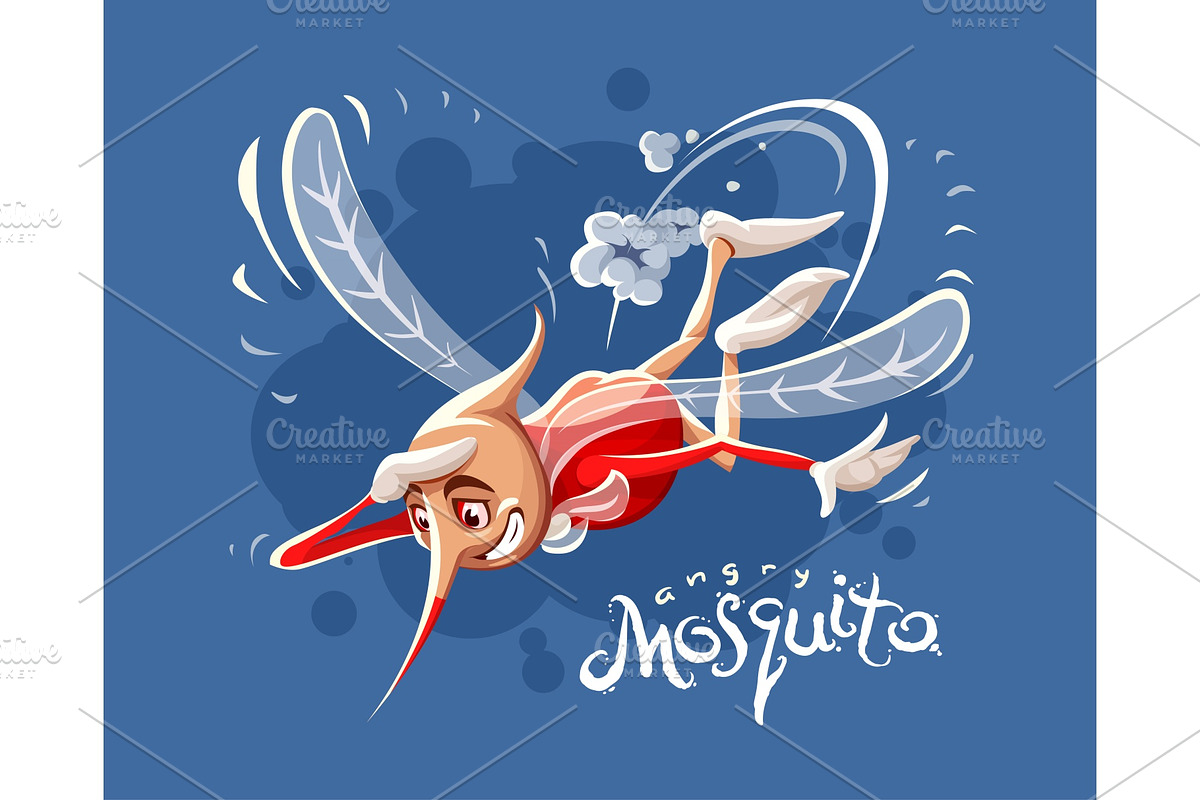 Hungry mosquito flying and looking in Illustrations - product preview 8