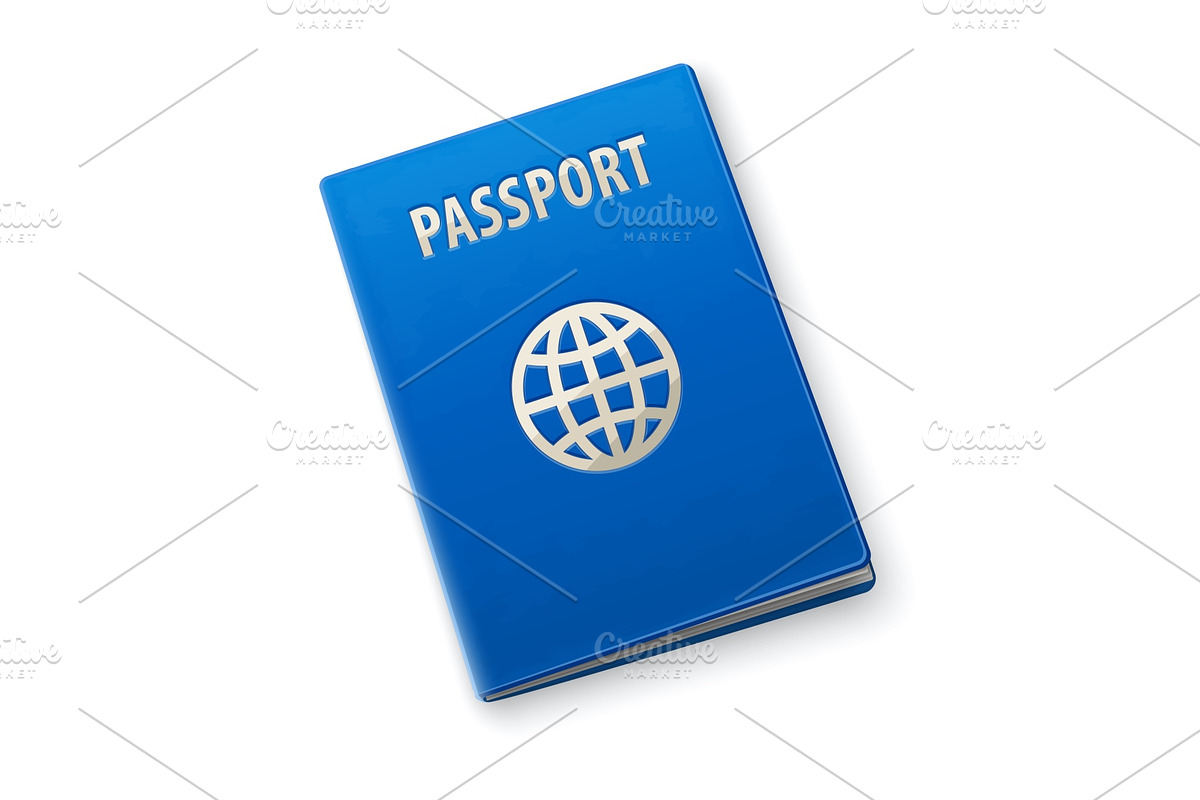 International passport blue cover in Illustrations - product preview 8