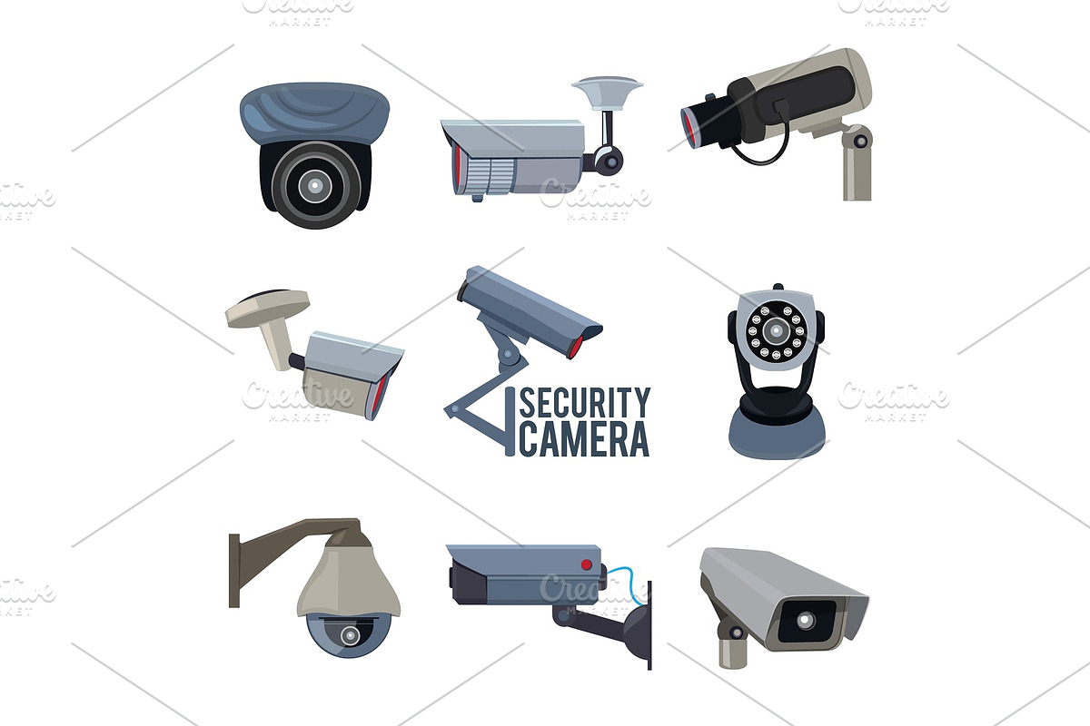 Various vector pictures of security cameras in Graphics - product preview 8