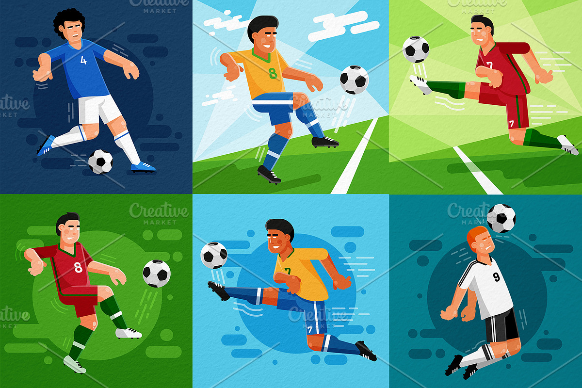 Football Players Set in Illustrations - product preview 8
