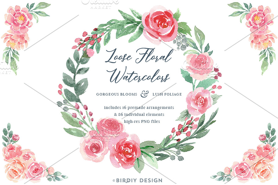 Loose Watercolor Roses & Peonies in Illustrations - product preview 8