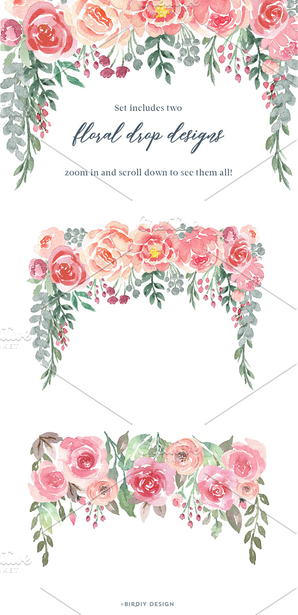 Loose Watercolor Roses & Peonies in Illustrations - product preview 1