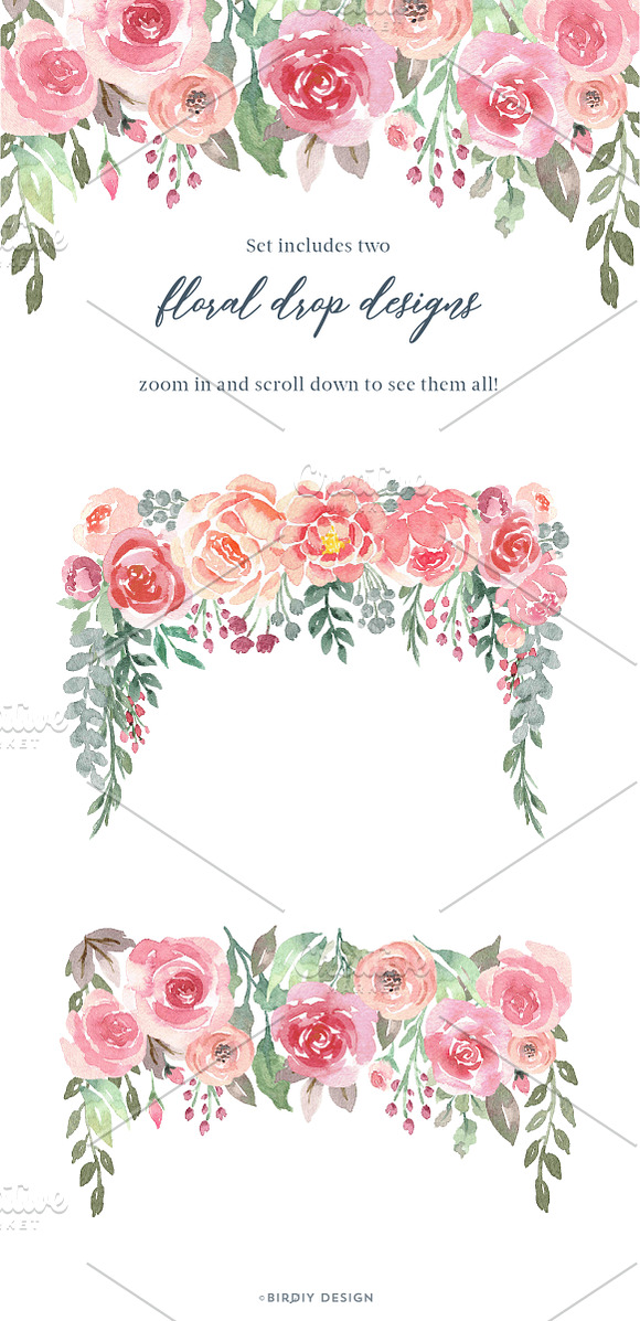 Loose Watercolor Roses & Peonies in Illustrations - product preview 2