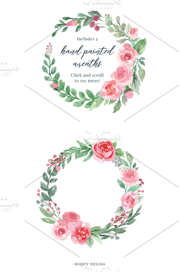Loose Watercolor Roses & Peonies in Illustrations - product preview 5