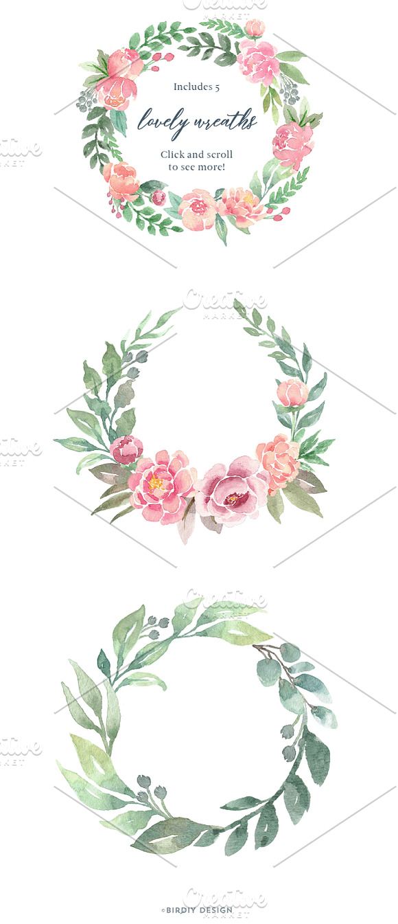 Loose Watercolor Roses & Peonies in Illustrations - product preview 6