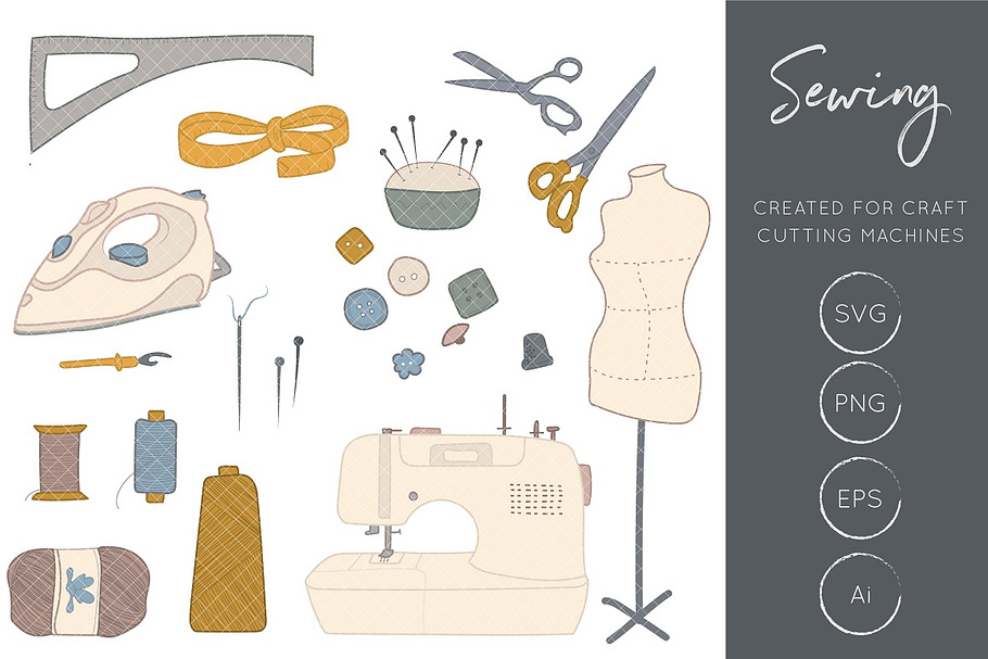 Sewing Clipart, Craft Clipart in Illustrations - product preview 8