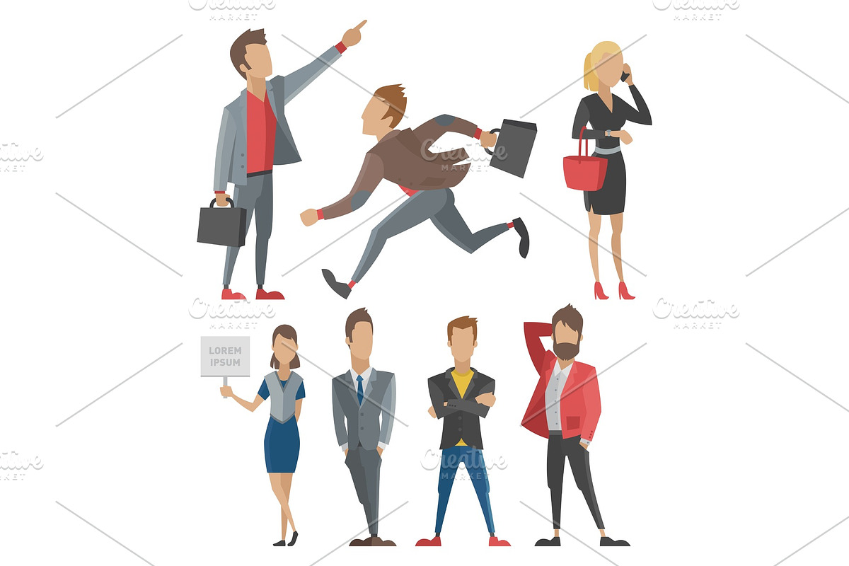 Business vector people man and woman full length of professional portrait community of busnessman and businesswoman characters illustration. in Illustrations - product preview 8