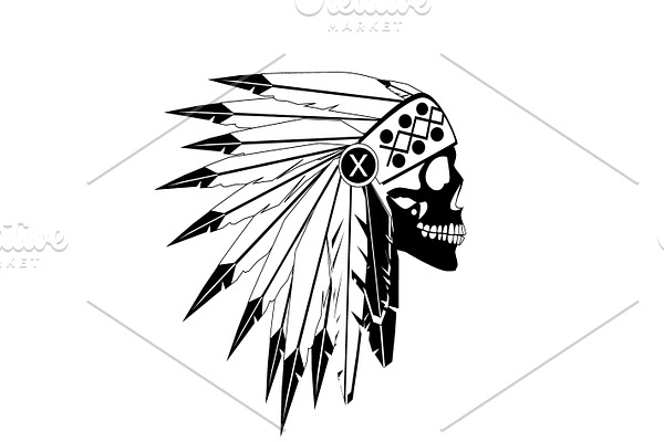 American Indian skull white 