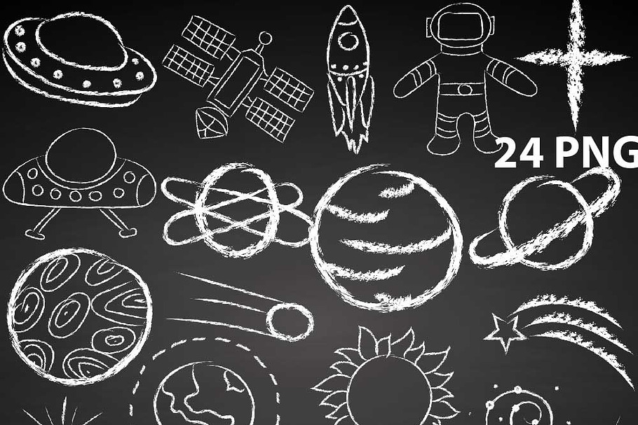 Space Doodles Clipart in Illustrations - product preview 8