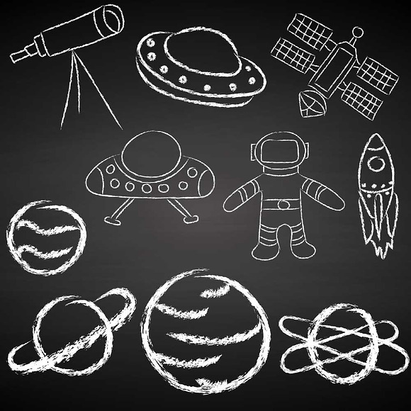 Space Doodles Clipart in Illustrations - product preview 1