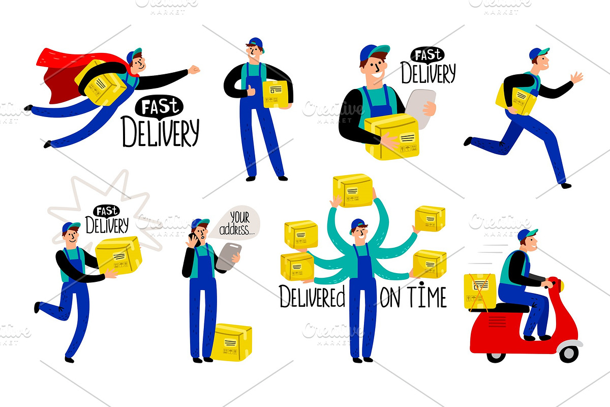 Cartoon delivery courier in Illustrations - product preview 8