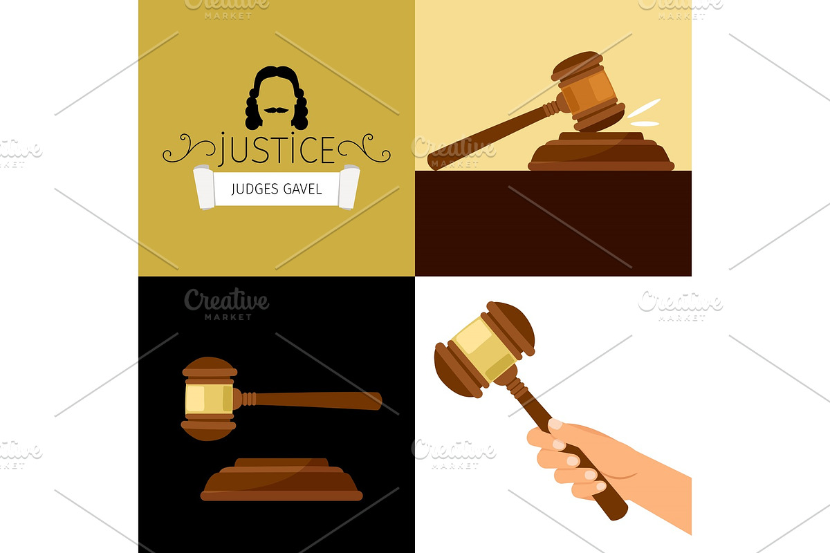 Judge gavel. Legal hammer cartoon vector illustration, adjudicator gavel in hand in Illustrations - product preview 8