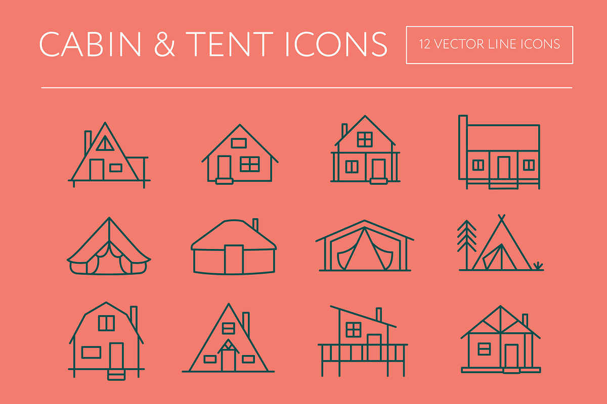 Cabin & Tent Icons in House Icons - product preview 8
