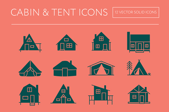 Cabin & Tent Icons in House Icons - product preview 1