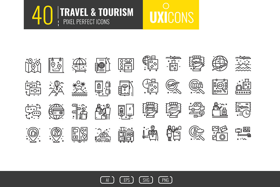 40 Travel and Tourism icons
