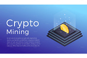 Crypto mining. Isometric illustration of Cryptocurrency Miner. Crypto Mining Industry concept