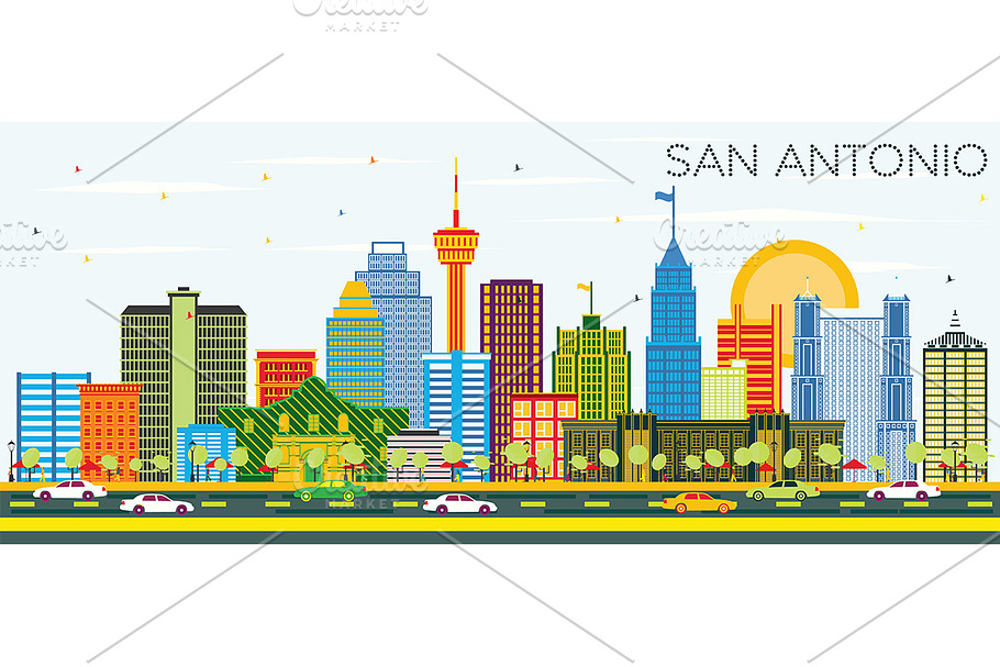 San Antonio Texas Skyline in Illustrations - product preview 8