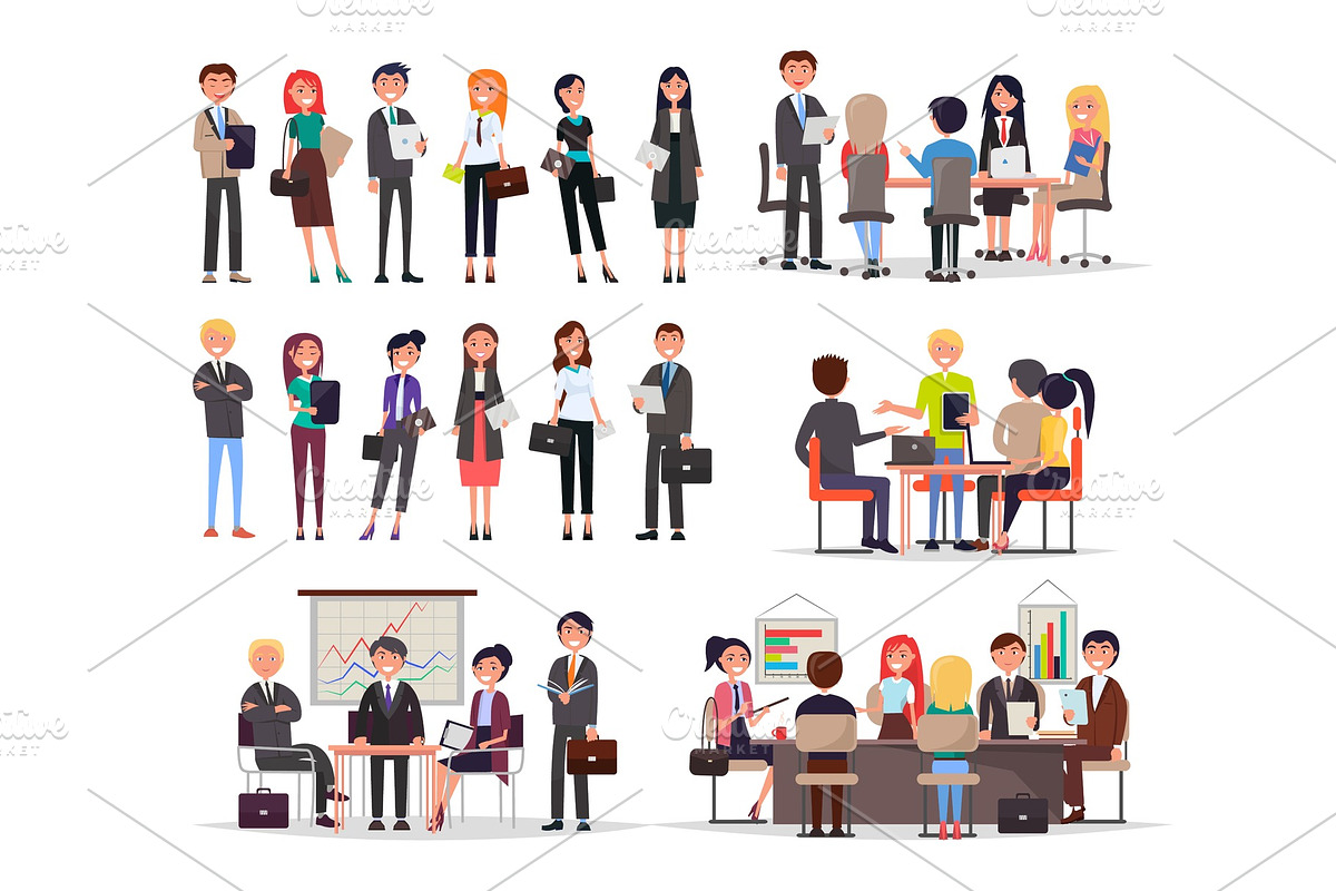Business People Work in Teams and Create Projects in Illustrations - product preview 8