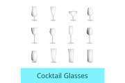 Empty Fragile Cocktail Glasses of All Shapes Set