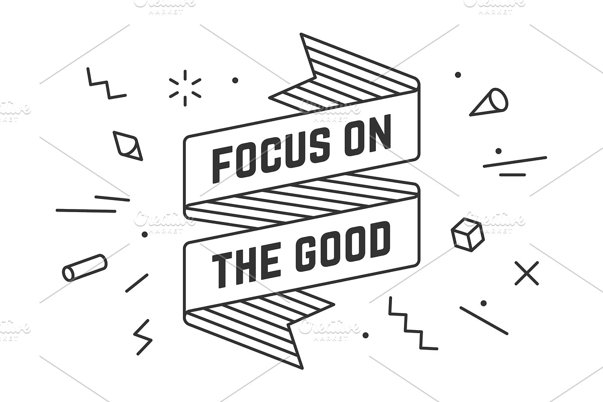 Focus on the Good. Vintage ribbon banner in Illustrations - product preview 8