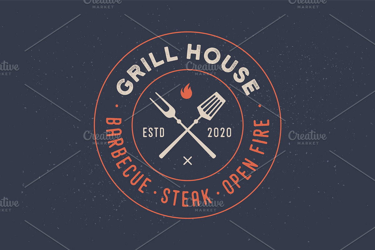 Logo for Grill House restaurant in Illustrations - product preview 8