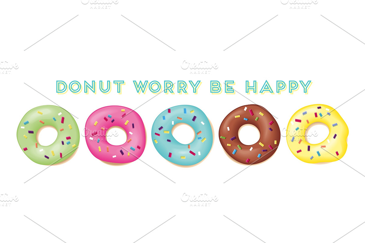 Set of sweet donuts in Illustrations - product preview 8