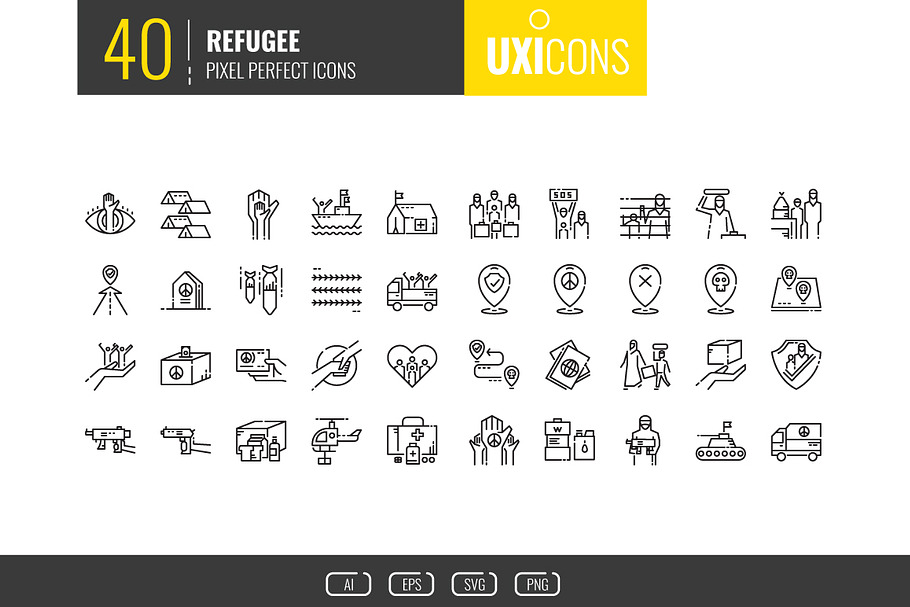 40 Refugee Icons in Graphics - product preview 8
