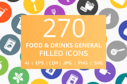 270 Food & Drinks Filled Round Icons